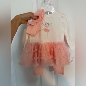 NWT Little Me Adorable Pink and White Baby Outfit